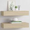 vidaXL Wall-mounted Drawer Shelves 2 pcs Oak 60x23.5x10cm MDF
