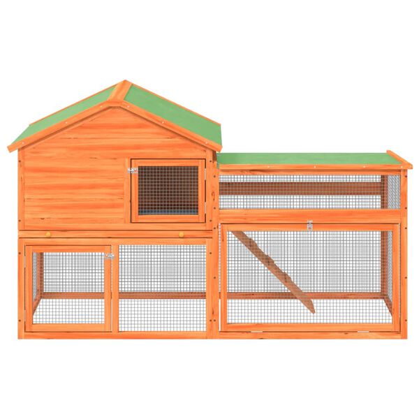 vidaXL Rabbit Hutch Brown 185.5x60.5x109.5 cm Solid Wood Pine