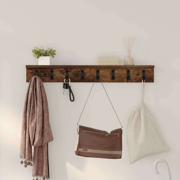 vidaXL Wall-Mounted Coat Rack Smoked oak 80 x 10.5 x 10.5 cm