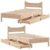 vidaXL Bed Frame with Drawers 75x190 cm Small Single Solid Wood Pine