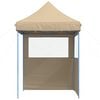 vidaXL Foldable Party Tent Pop-Up with 2 Sidewalls Beige