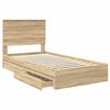 vidaXL Storage Bed with Drawer Sonoma Oak 100 x 200 cm Engineered Wood