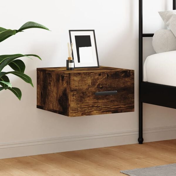 vidaXL Wall-mounted Bedside Cabinet Smoked Oak 35x35x20 cm