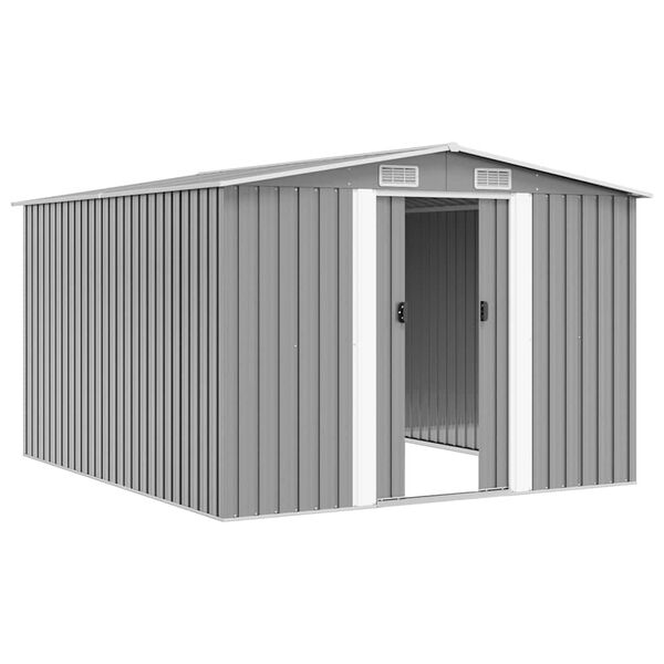 vidaXL Garden Shed 257x298x178 cm Metal Grey