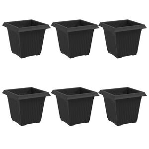 vidaXL Square Flower Pot 6 pcs Black 16 x 16 x 14 cm Plastic