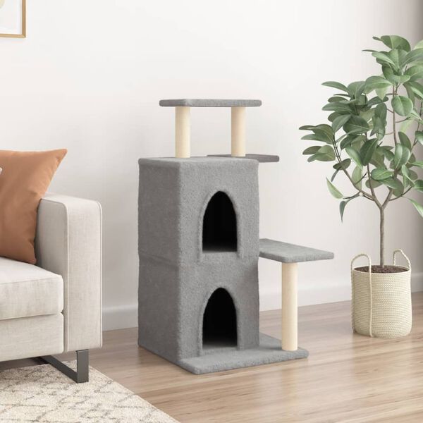 vidaXL Cat Tree with Sisal Scratching Posts Light Grey 97 cm