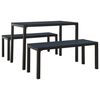 vidaXL 3 Piece Garden Dining Set Steel and WPC Black