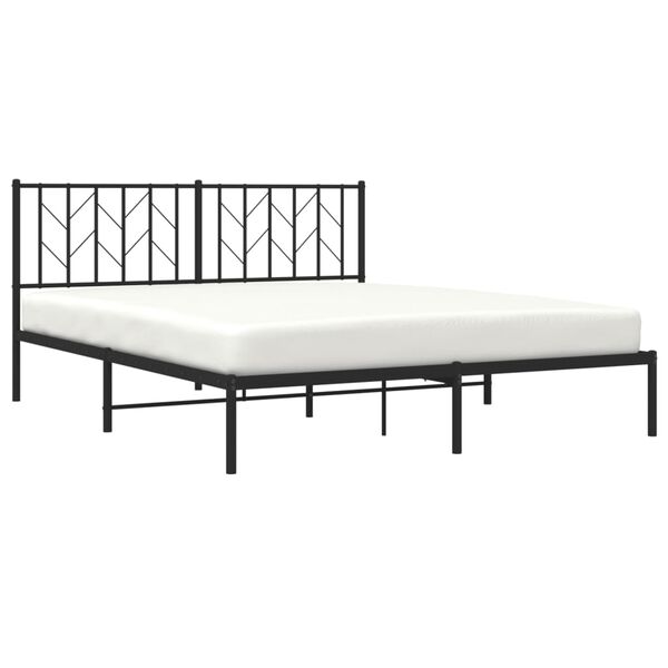 vidaXL Metal Bed Frame without Mattress with Headboard Black 160x200cm