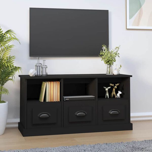 vidaXL TV Cabinet Black 100x35x50 cm Engineered Wood