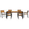 vidaXL Garden Dining Set 7 pcs Black Solid Acacia Wood