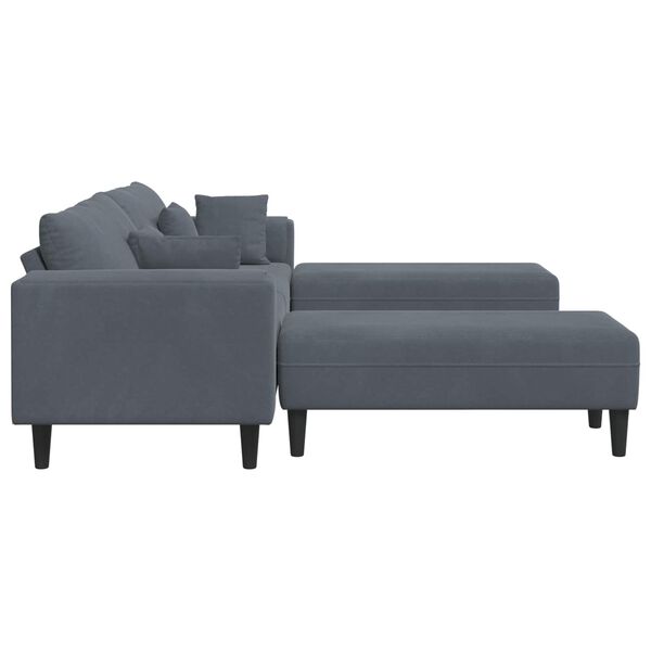 vidaXL Velvet Sofa with Cushion 3 pcs Dark Grey 208 cm Velvet