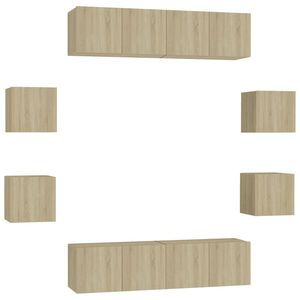 vidaXL 8 Piece TV Cabinet Set Sonoma Oak Engineered Wood