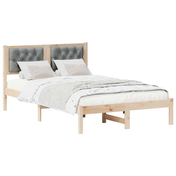 vidaXL Bed Frame Light Grey 120 x 190 cm Solid Pine Wood