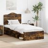 vidaXL Bed Frame with Headboard Smoked Oak 90 x 190 cm Solid Pine Wood