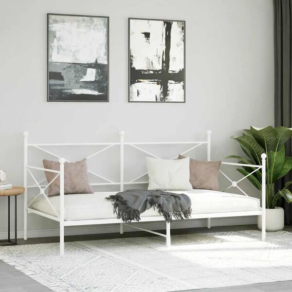 vidaXL Day Bed without Mattress White 107x203 cm Steel