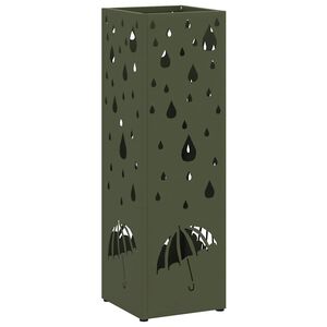 vidaXL Umbrella Stand with Storage Olive 15.5 x 15.5 x 49 cm Metal