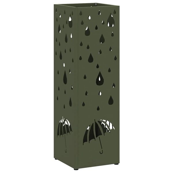 vidaXL Umbrella Stand with Storage Olive 15.5 x 15.5 x 49 cm Metal