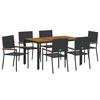vidaXL Garden Dining Set 7 pcs Black Poly Rattan