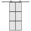 vidaXL Sliding Door with Hardware Set Black 90x205 cm Tempered Glass
