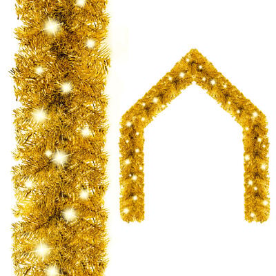 vidaXL Christmas Garland with LED Lights 20 m Gold