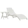 vidaXL Sun Lounger with Table White Solid Wood Acacia