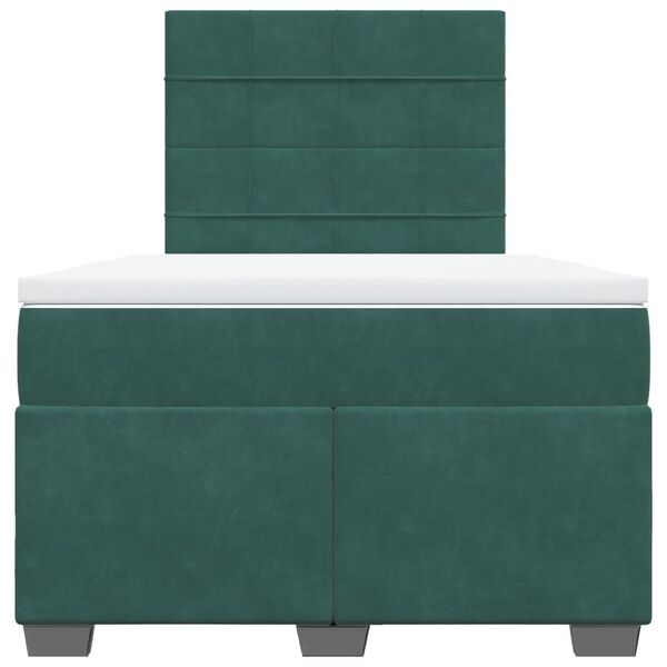vidaXL Box Spring Bed with Mattress Dark Green 120x190 cm Small Double Velvet