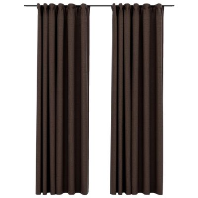 vidaXL Linen-Look Blackout Curtains with Hooks 2 pcs Taupe 140x225 cm