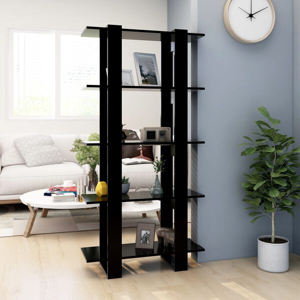 vidaXL Book Cabinet/Room Divider Black 80x30x160 cm Engineered Wood
