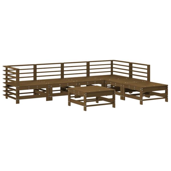 vidaXL 7 Piece Garden Lounge Set Honey Brown Solid Wood Pine