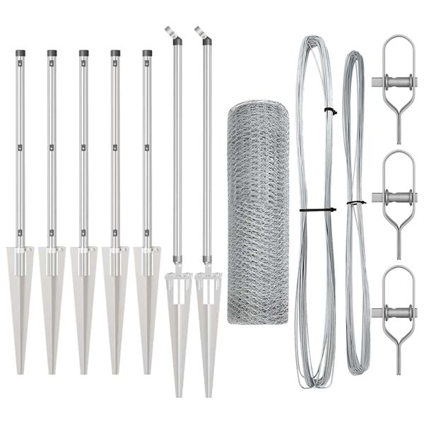 vidaXL Fence with Posts Silver 0.6 x 10 m PVC-coated steel