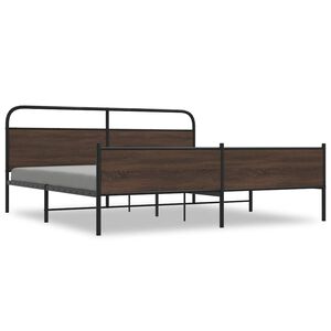 vidaXL Metal Bed Frame without Mattress Brown Oak 193x203 cm