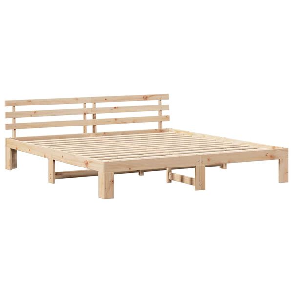 vidaXL Bed Frame with Headboard Natural 180 x 200 cm Solid Pine Wood