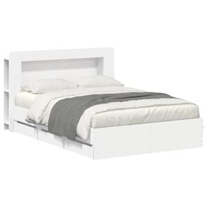 vidaXL Bed Frame with Storage White 150 x 200 cm Engineered Wood