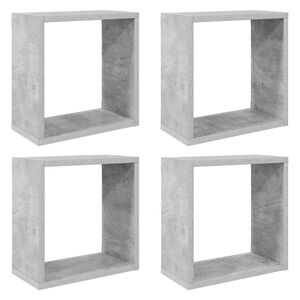 vidaXL Wall Cube Shelves 4 pcs Concrete Grey 30x15x30 cm