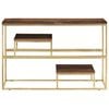 vidaXL Console Table Gold Stainless Steel and Solid Sleeper Wood