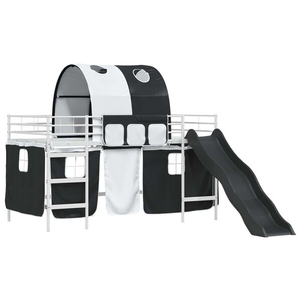 vidaXL Kids'Loft Bed Frame White and Black 99.5 x 200 cm Metal