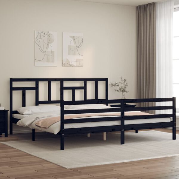vidaXL Bed Frame without Mattress Black 200x200 cm Solid Wood