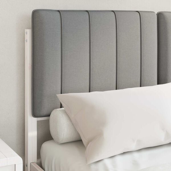 vidaXL Bed Frame with Upholstered Headboard Light Grey 120 x 190 cm