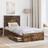 vidaXL Bed Frame Smoked Oak and Silver 75 x 190 cm Engineered Wood