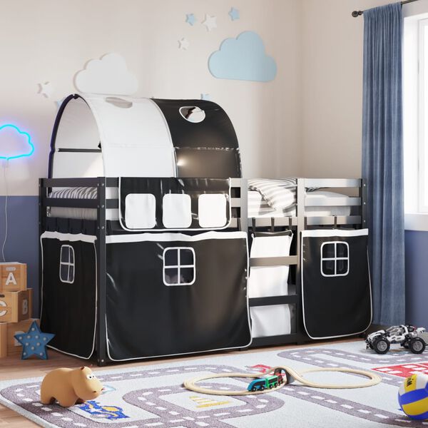 vidaXL Bunk Bed without Mattress White&Black 90x200 cm Solid Wood Pine
