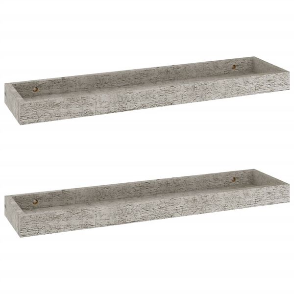 vidaXL Loggia Wall Shelves 2 pcs Concrete Grey 60x15x4 cm MDF
