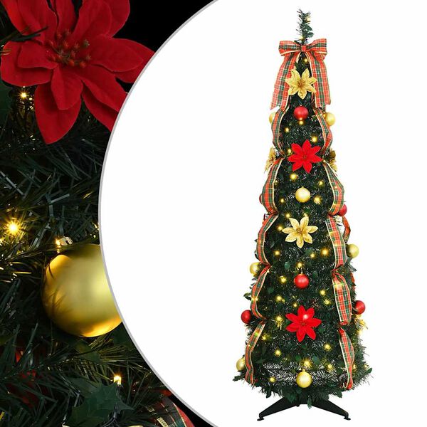 vidaXL Artificial Christmas Tree with 100 LEDs Green 150 cm PVC
