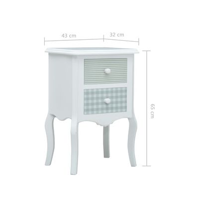 vidaXL Bedside Cabinet White and Grey 43x32x65 cm MDF