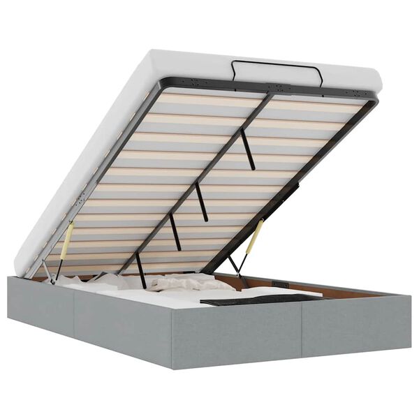 vidaXL Ottoman Bed Frame without Mattress Light Grey Double Fabric