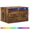 vidaXL Wall-mounted Bedside Cabinet with LED Lights Smoked Oak
