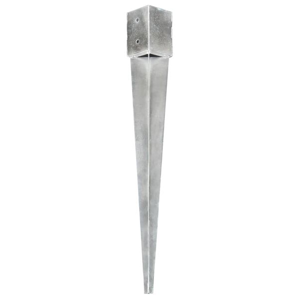 vidaXL Ground Spikes 2 pcs Silver 10x10x91 cm Galvanised Steel