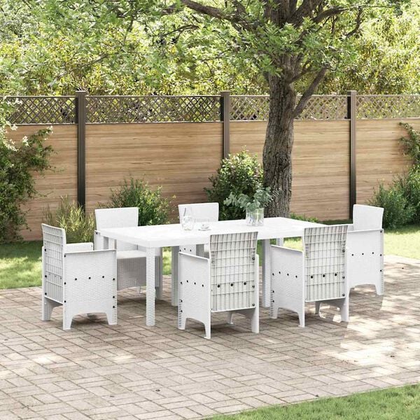 vidaXL Garden Dining Table White 200 x 100 x 73 cm Poly Rattan