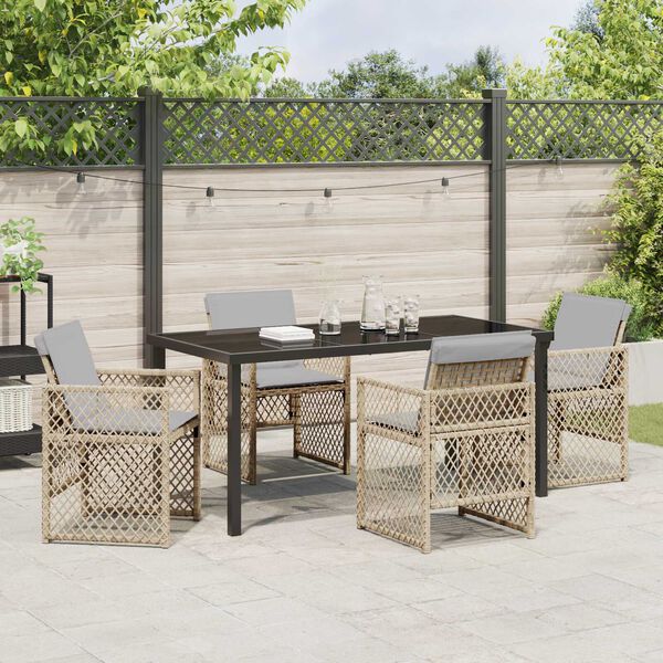 vidaXL Garden Dining Set 5 pcs Beige Poly Rattan