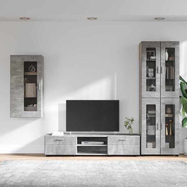 vidaXL TV Cabinet Set with Drawer FLORIN Concrete Grey Engineered Wood