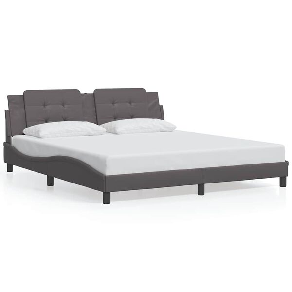 vidaXL Bed Frame without Mattress "Zadar" Grey 180x200 cm Super King Faux Leather